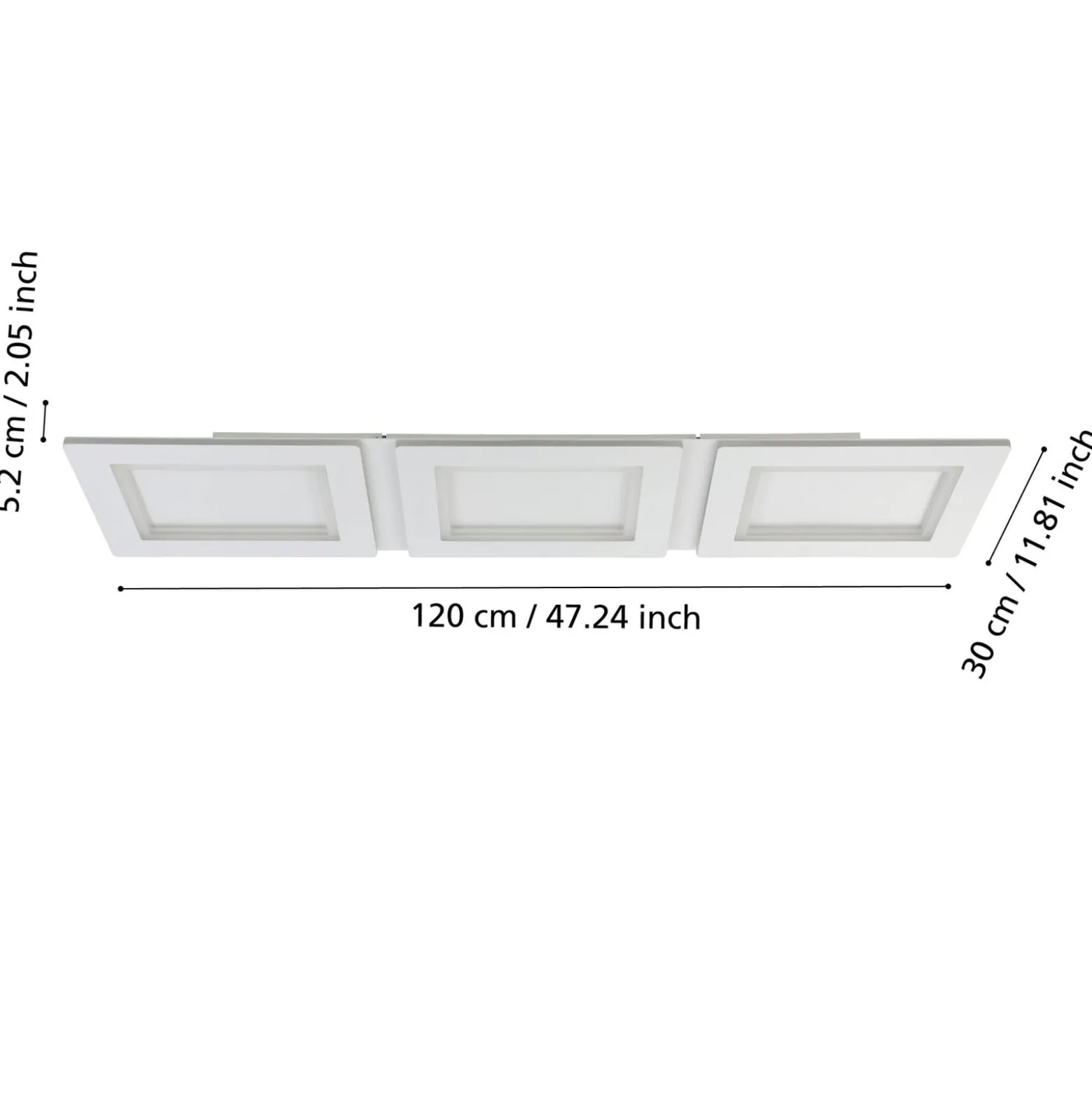EGLO connect LED-kattovalaisin Padrogiano-Z 3-valo, 120 x 30 cm