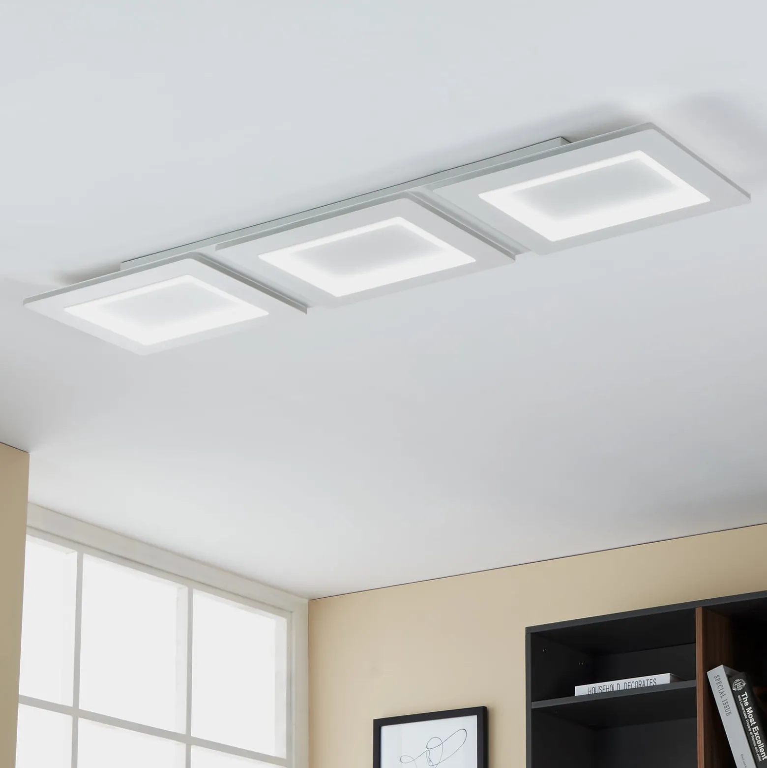 EGLO connect LED-kattovalaisin Padrogiano-Z 3-valo, 120 x 30 cm
