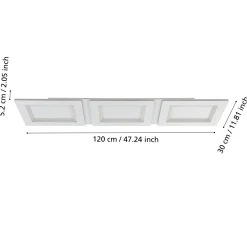 EGLO connect LED-kattovalaisin Padrogiano-Z 3-valo, 120 x 30 cm