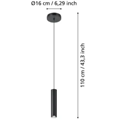 EGLO connect LED-riippuvalaisin Balamorta-Z, 1-valaisin, musta