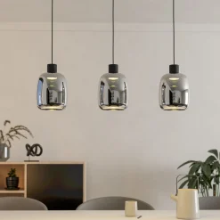EGLO connect LED-riippuvalaisin Molochio-Z, 3-valo, musta, kirkasvalkoinen