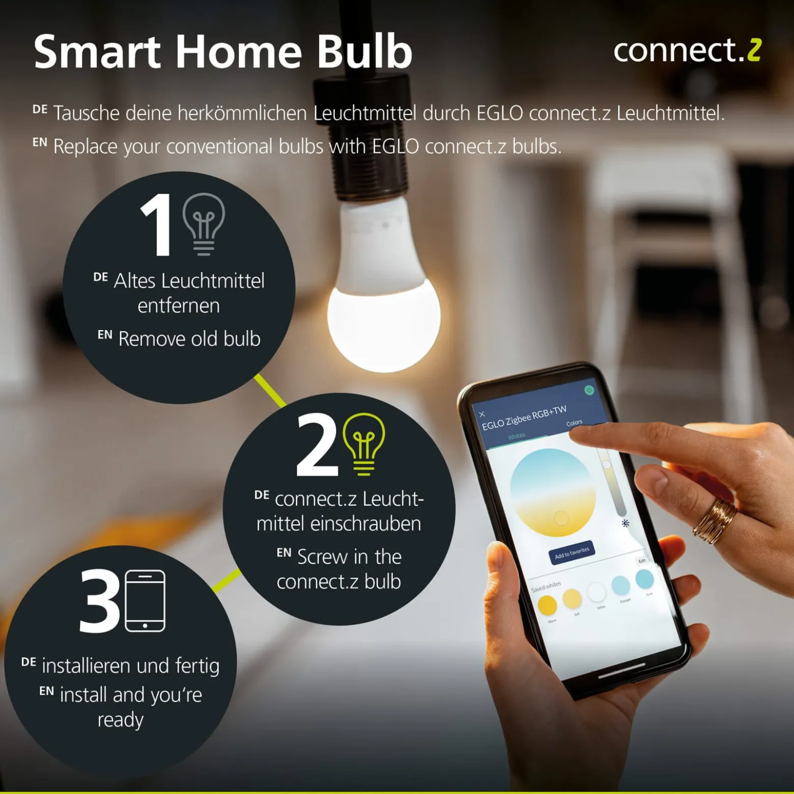 EGLO connect-z E27 ST64 LED-lamppu 5.5W 400lm CCT
