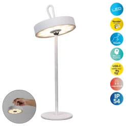 Ella LED ladattava pöytävalaisin, magneettinen, valkoinen