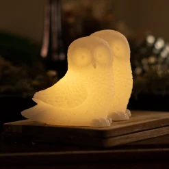 Ellen Owl LED-koristelamppu vahasta, sarja 2 kpl
