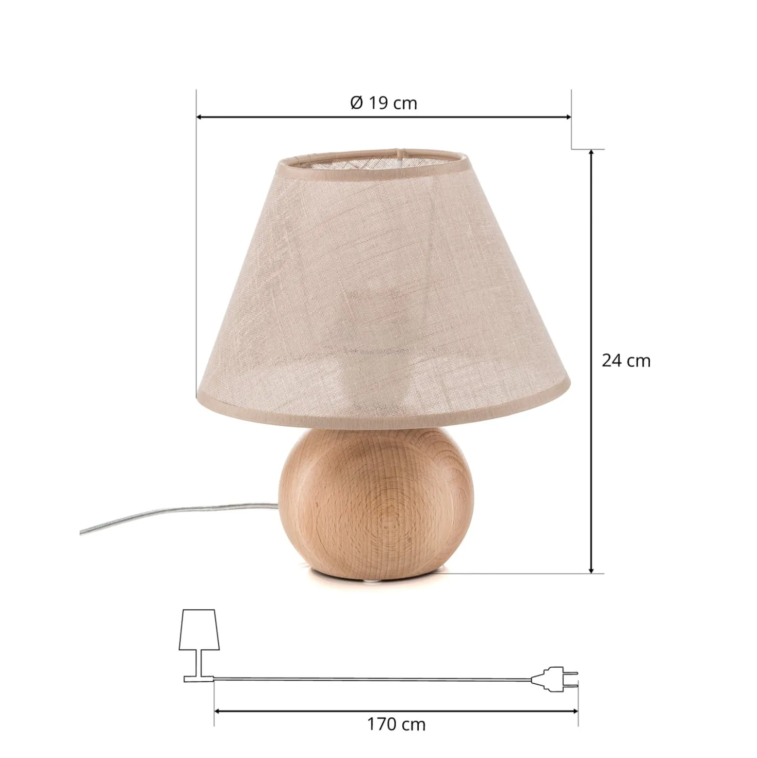Envostar Gill pöytälamppu, puu luonnonväri/varjostin beige