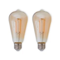 E27 rustiikki LED-lamppu 6W meripihka 1800K 2kpl
