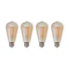 E27 rustiikki LED-lamppu 6W meripihka 1800K 4kpl