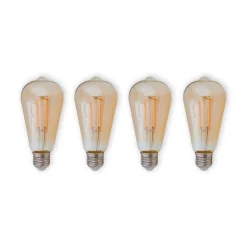 E27 rustiikki LED-lamppu 6W meripihka 1800K 4kpl