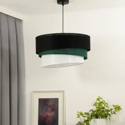 Euluna riippuvalaisin Trio, musta/vihreä/valkoinen, tekstiili, Ø 45 cm