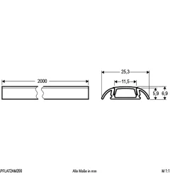 EVN APFLAT2 -alumiiniprofiili, 200 cm, U-profiili