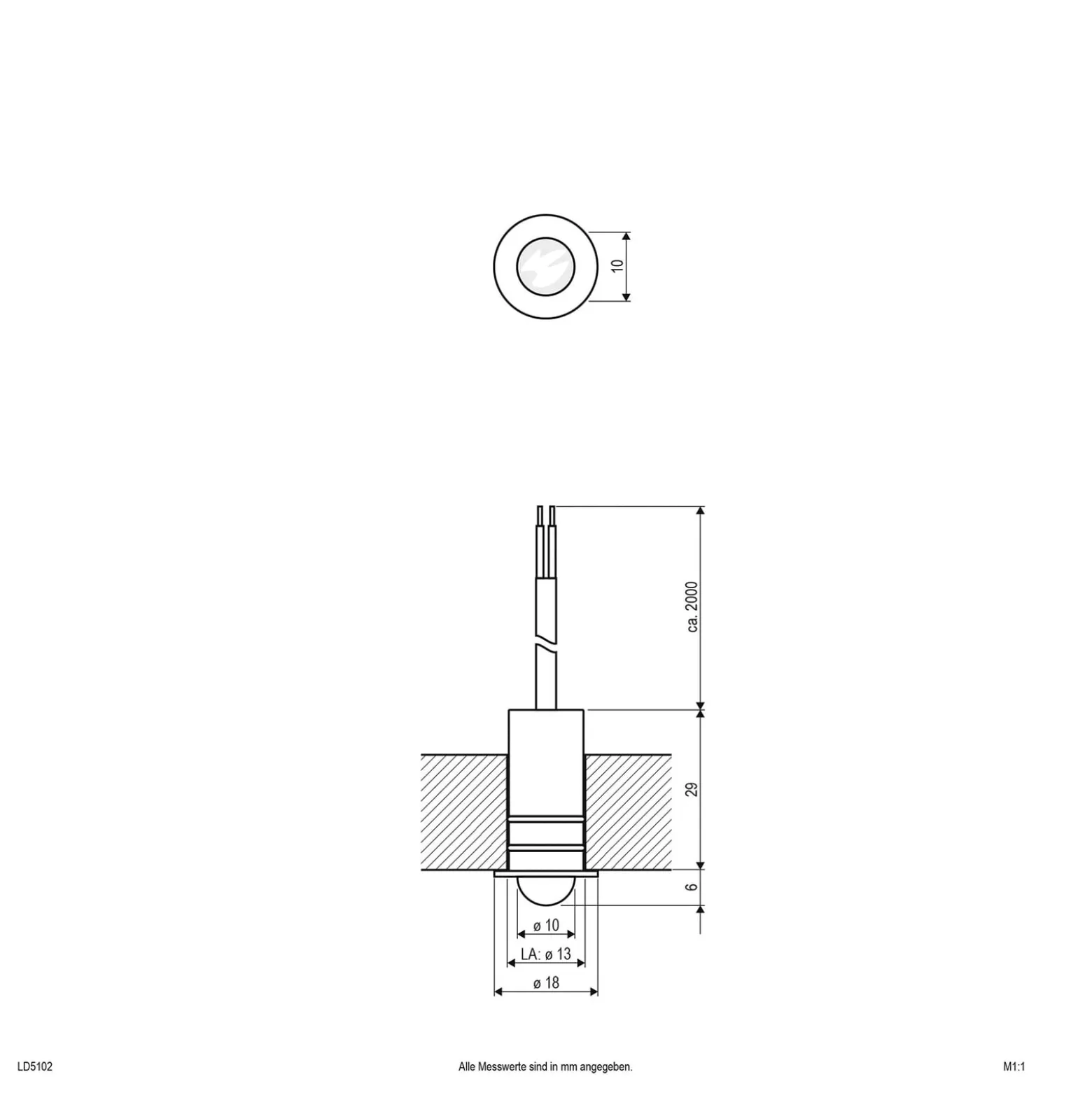 EVN LD5102 -uppovalo 12V IP68 0,3W 830, linssi