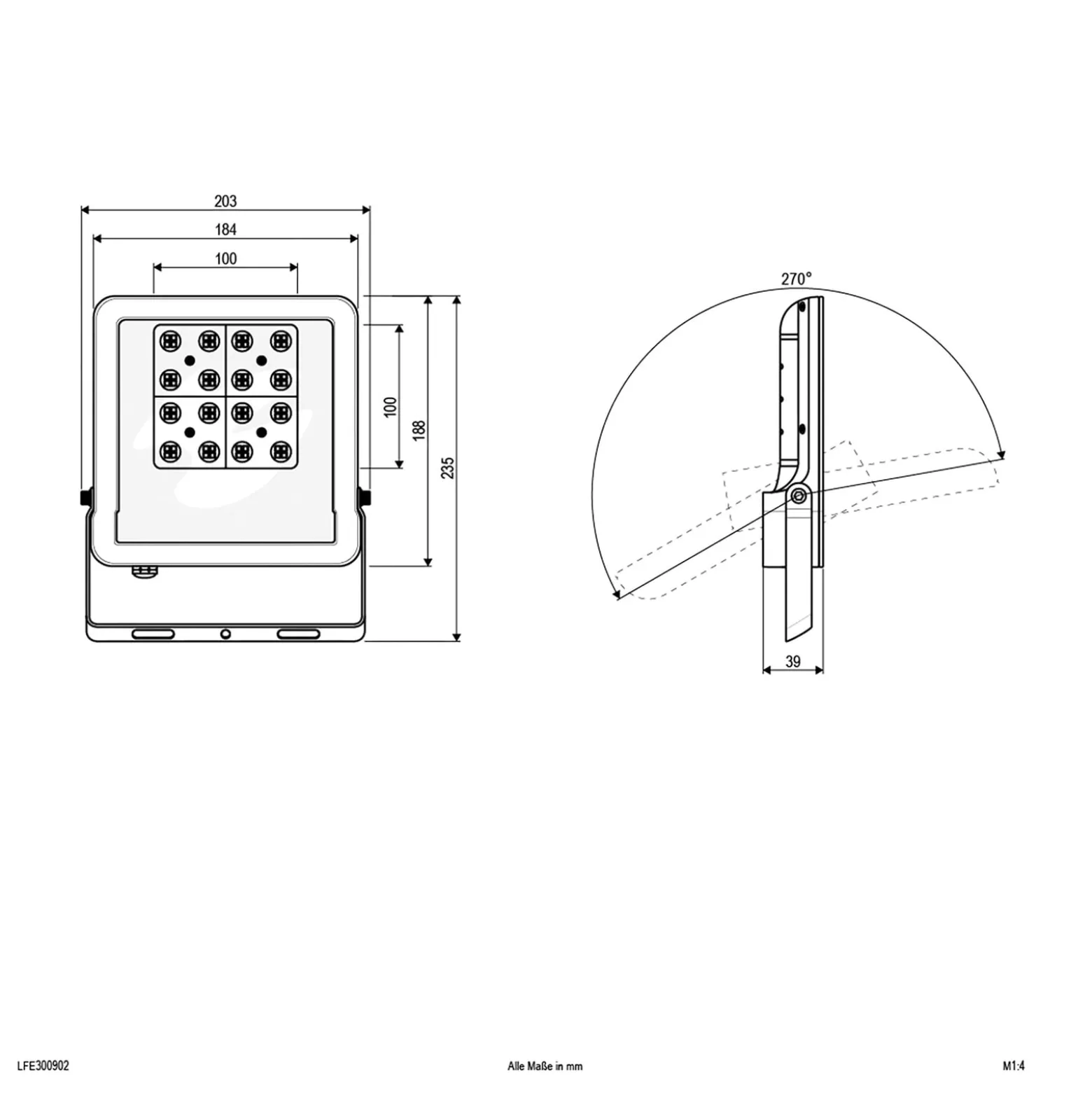 EVN Panthera-LED-kohdevalaisin ulos IP65 30W 3000K
