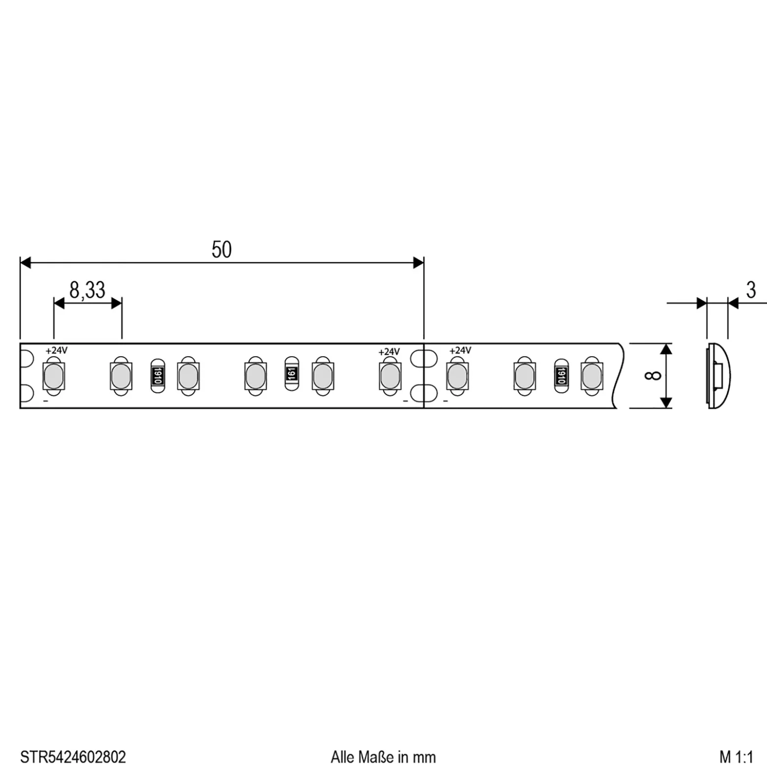 EVN STR5424 LED-nauha IP54 5m 48W 3,000K