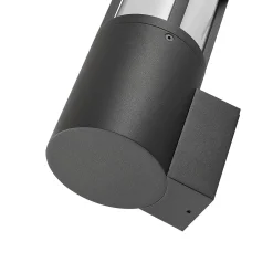 Facado II ulkoseinävalaisin, harmaa/opal, Ø 11 cm, IP65, metallia