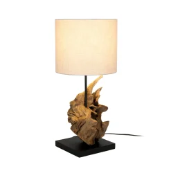 Filicudi pöytävalaisin, beige/puunvärinen, korkeus 60 cm, pellavaa