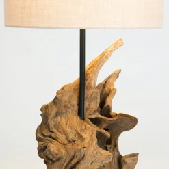 Filicudi pöytävalaisin, beige/puunvärinen, korkeus 60 cm, pellavaa