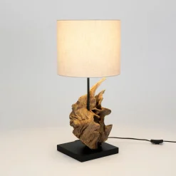 Filicudi pöytävalaisin, beige/puunvärinen, korkeus 60 cm, pellavaa
