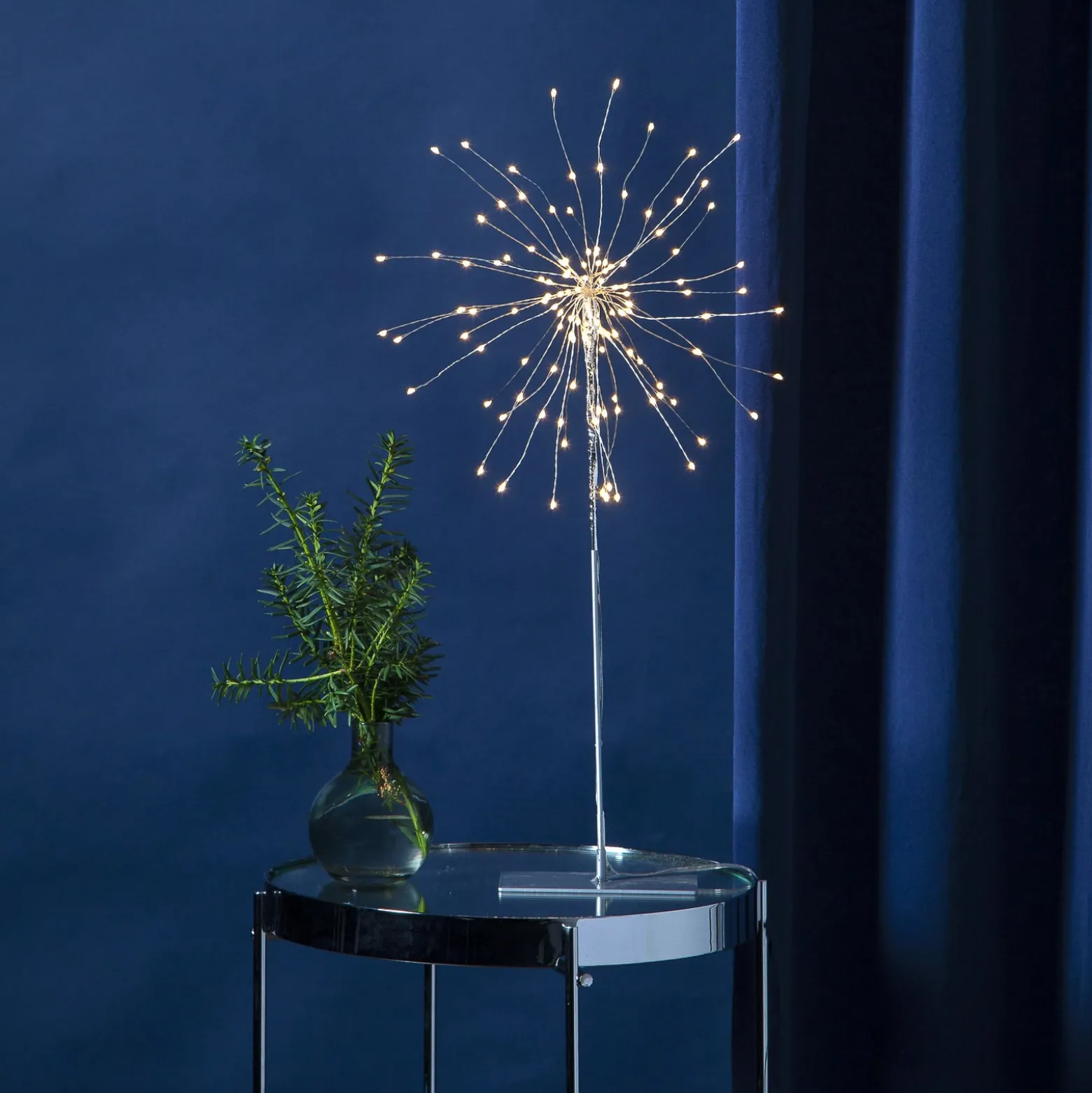 Firework 3D -LED-koristevalo, hopeanharmaa, K 50cm