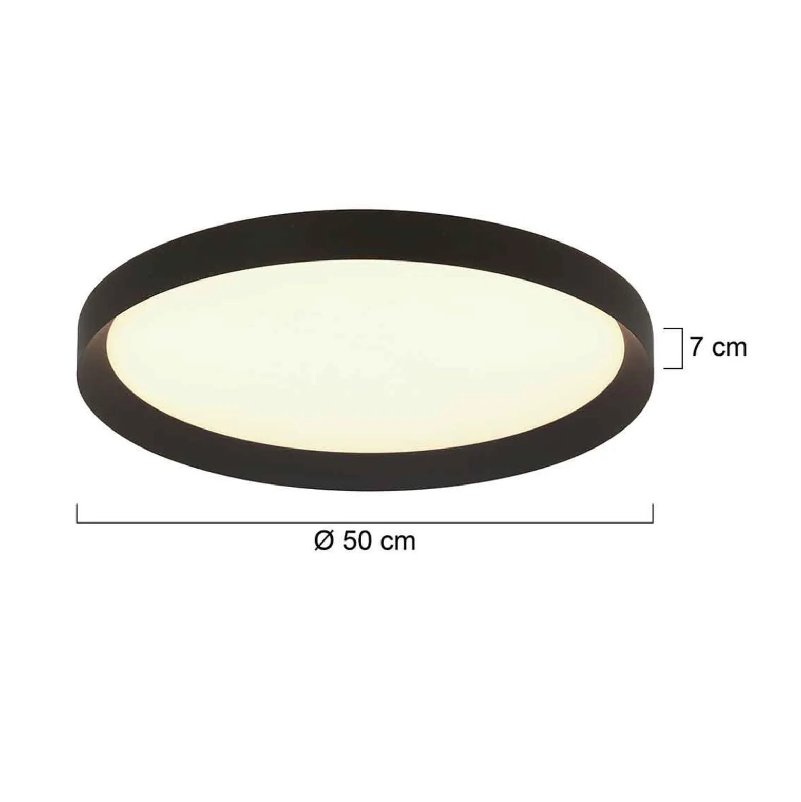 Flady LED-kattovalaisin, musta, Ø 50 cm, suora/epäsuora valaisin