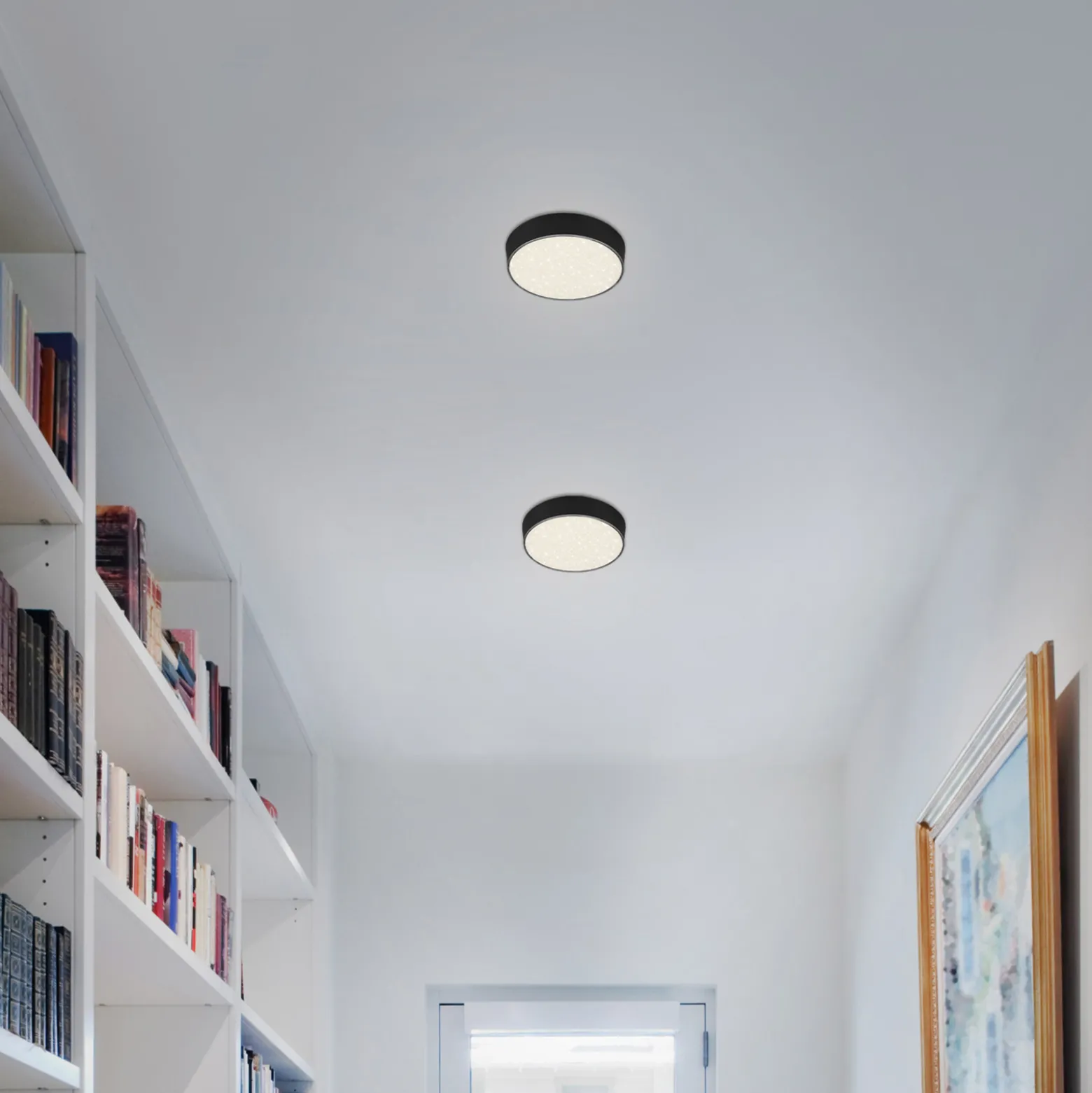 Flame Star LED-kattovalaisin, Ø 15,7 cm, musta