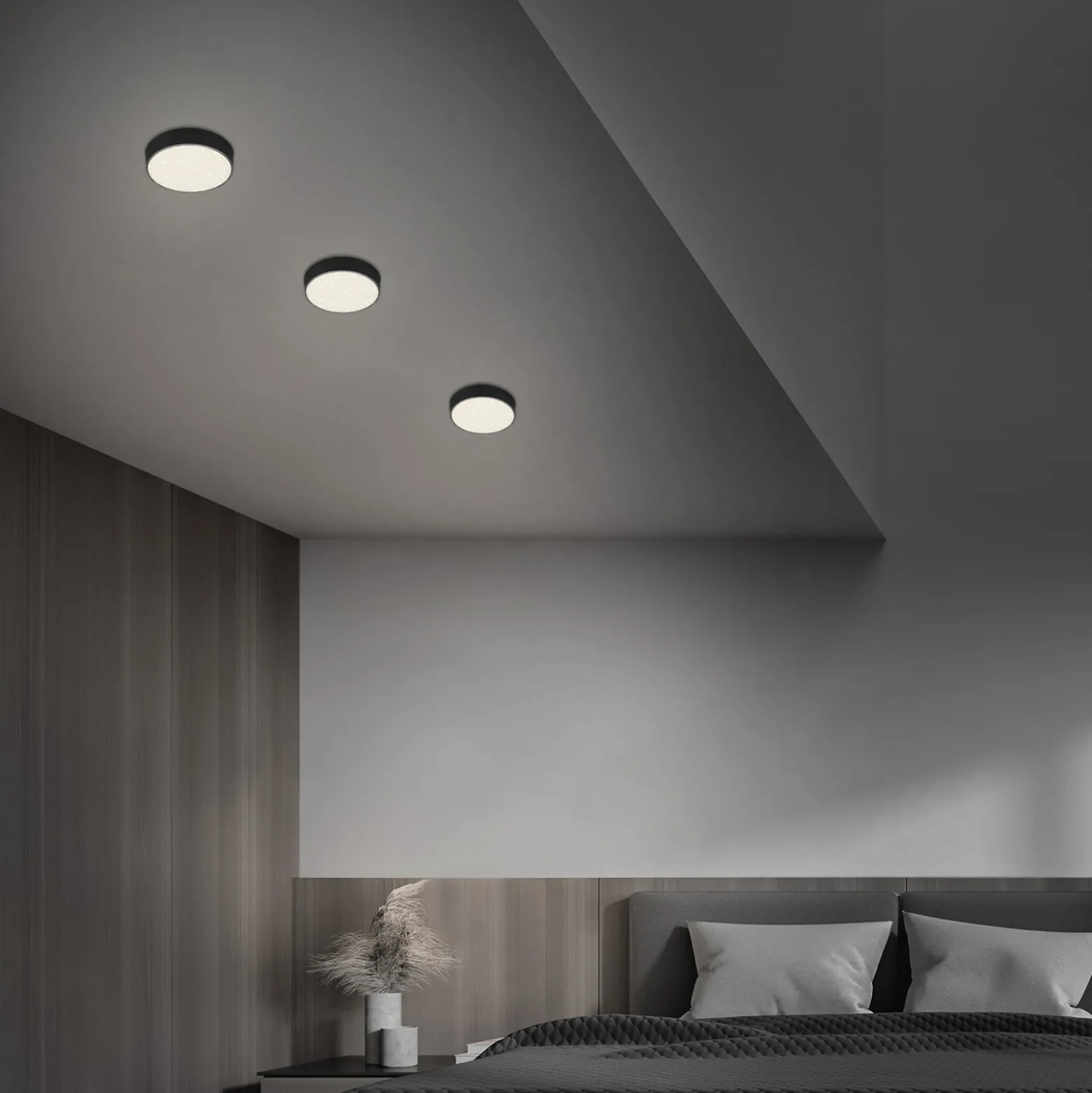 Flame Star LED-kattovalaisin, Ø 15,7 cm, musta