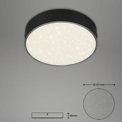 Flame Star LED-kattovalaisin, Ø 15,7 cm, musta