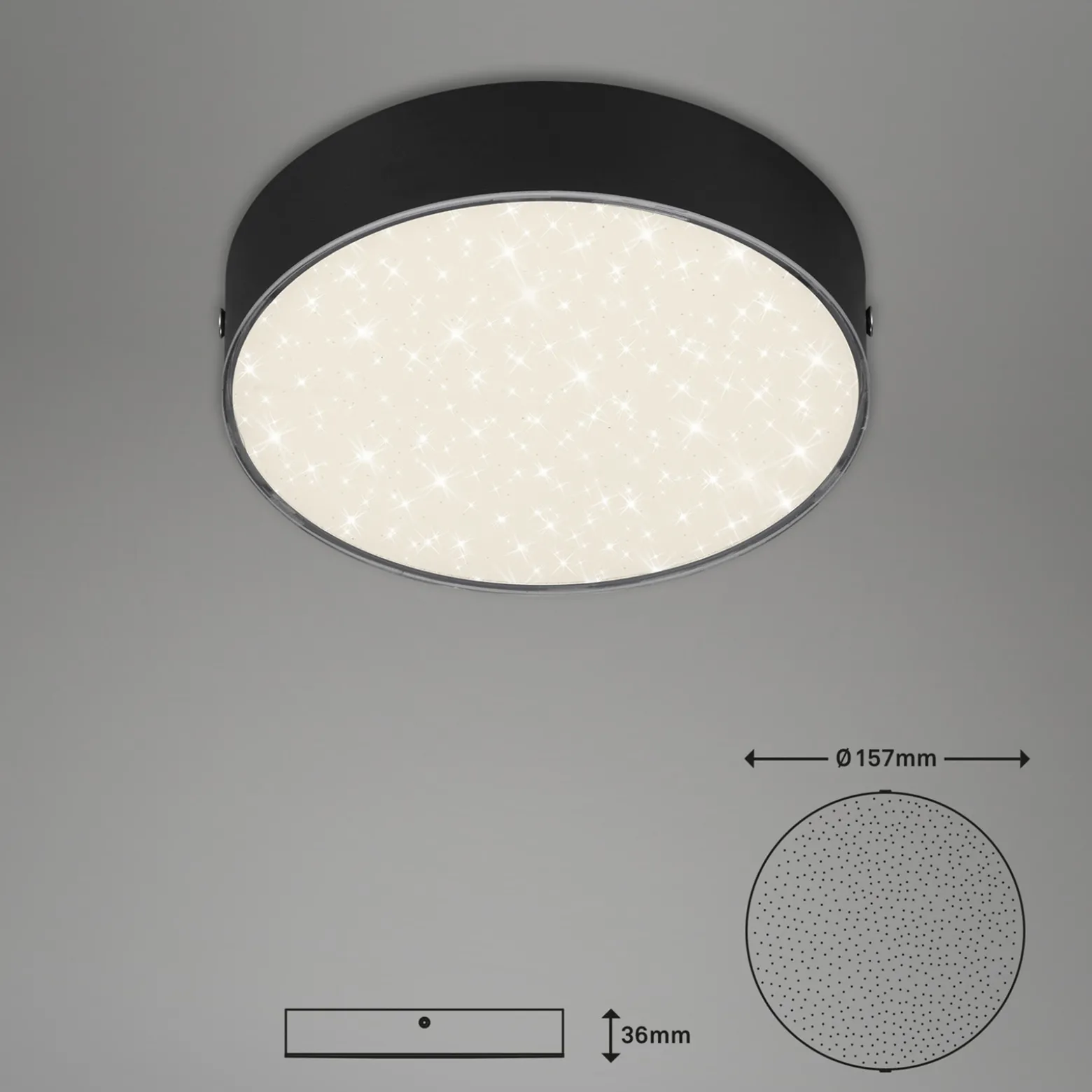 Flame Star LED-kattovalaisin, Ø 15,7 cm, musta