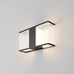 Floeva-ulkoseinävalaisin, musta, leveys 37 cm, IP65, E27