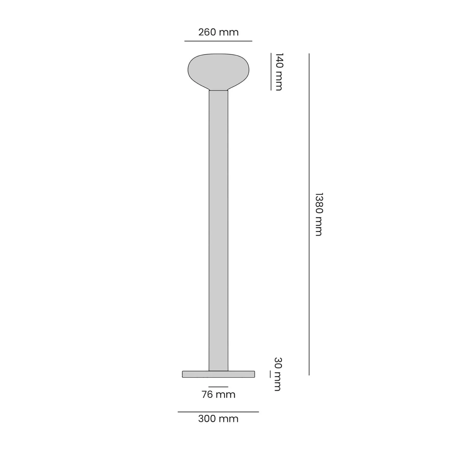 Flo-lattiavalaisin, beige, korkeus 138 cm, 1-lamppuinen, lasi
