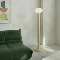 Flo-lattiavalaisin, beige, korkeus 138 cm, 1-lamppuinen, lasi