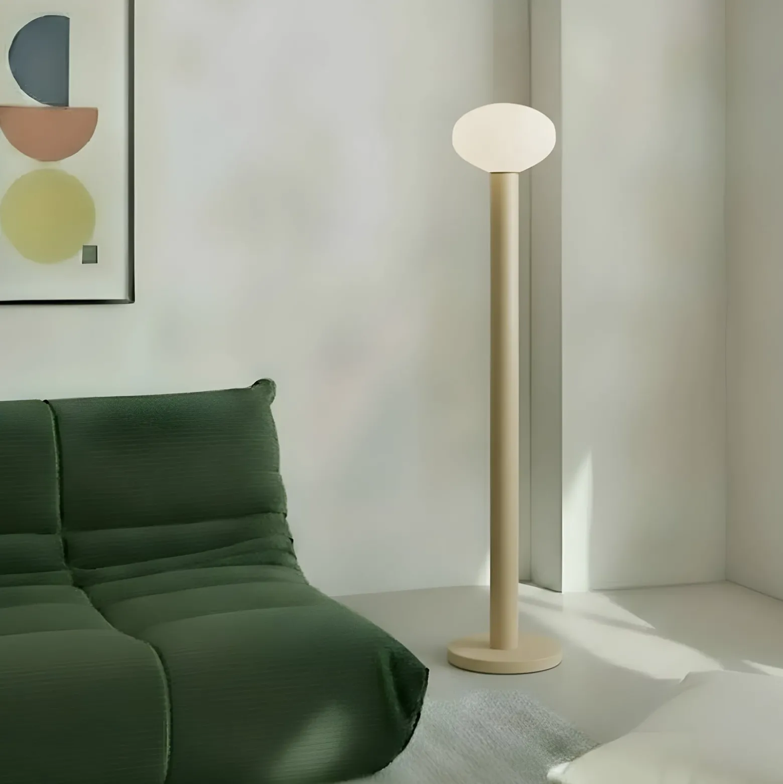Flo-lattiavalaisin, beige, korkeus 138 cm, 1-lamppuinen, lasi