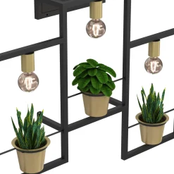 Flores seinävalaisin, 3-valo, musta/kulta, pistokkeella varustettuna