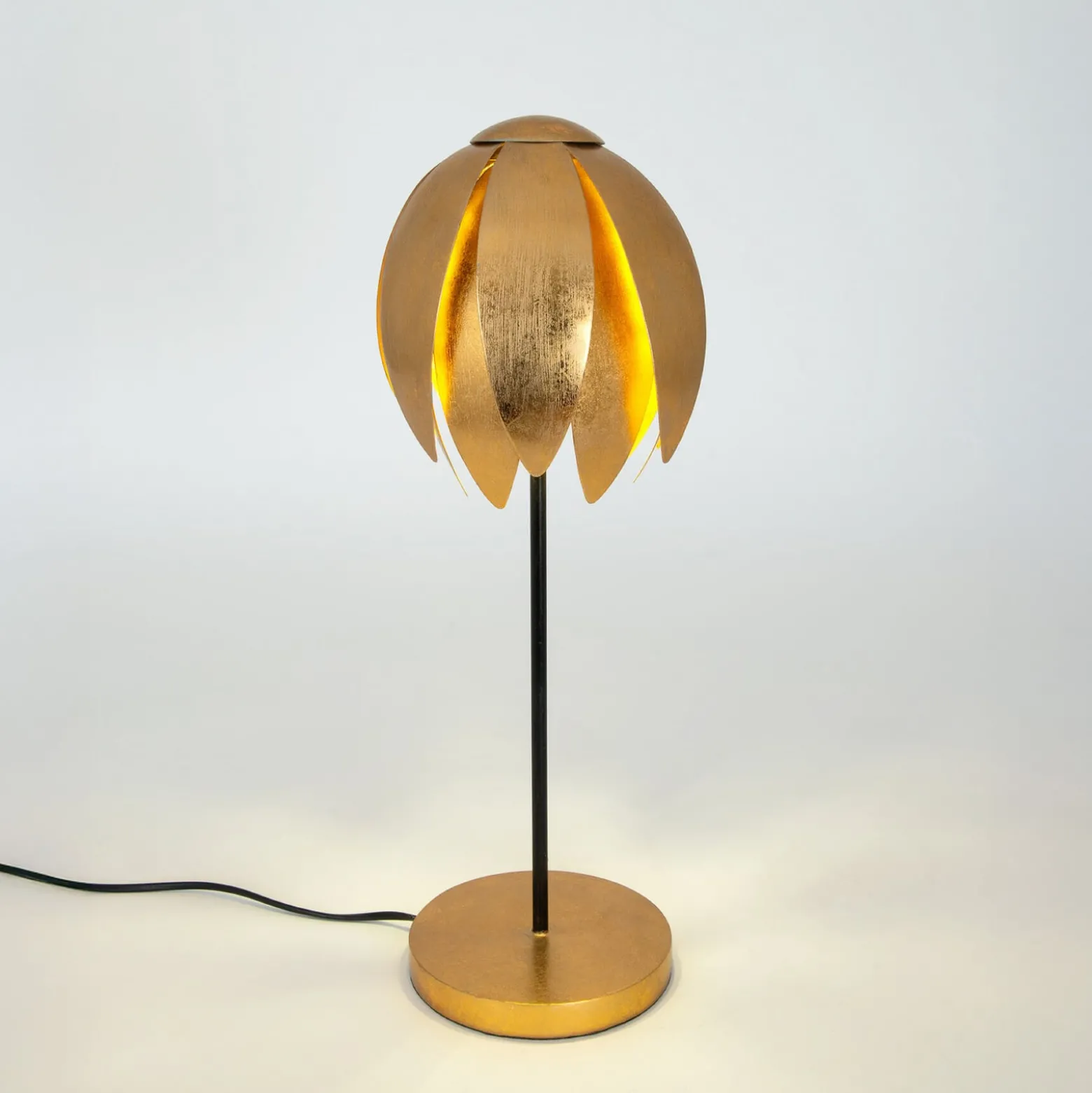 FLORILUME-pöytälamppu, kullanvärinen, korkeus 50 cm, metallia, 2 x G9
