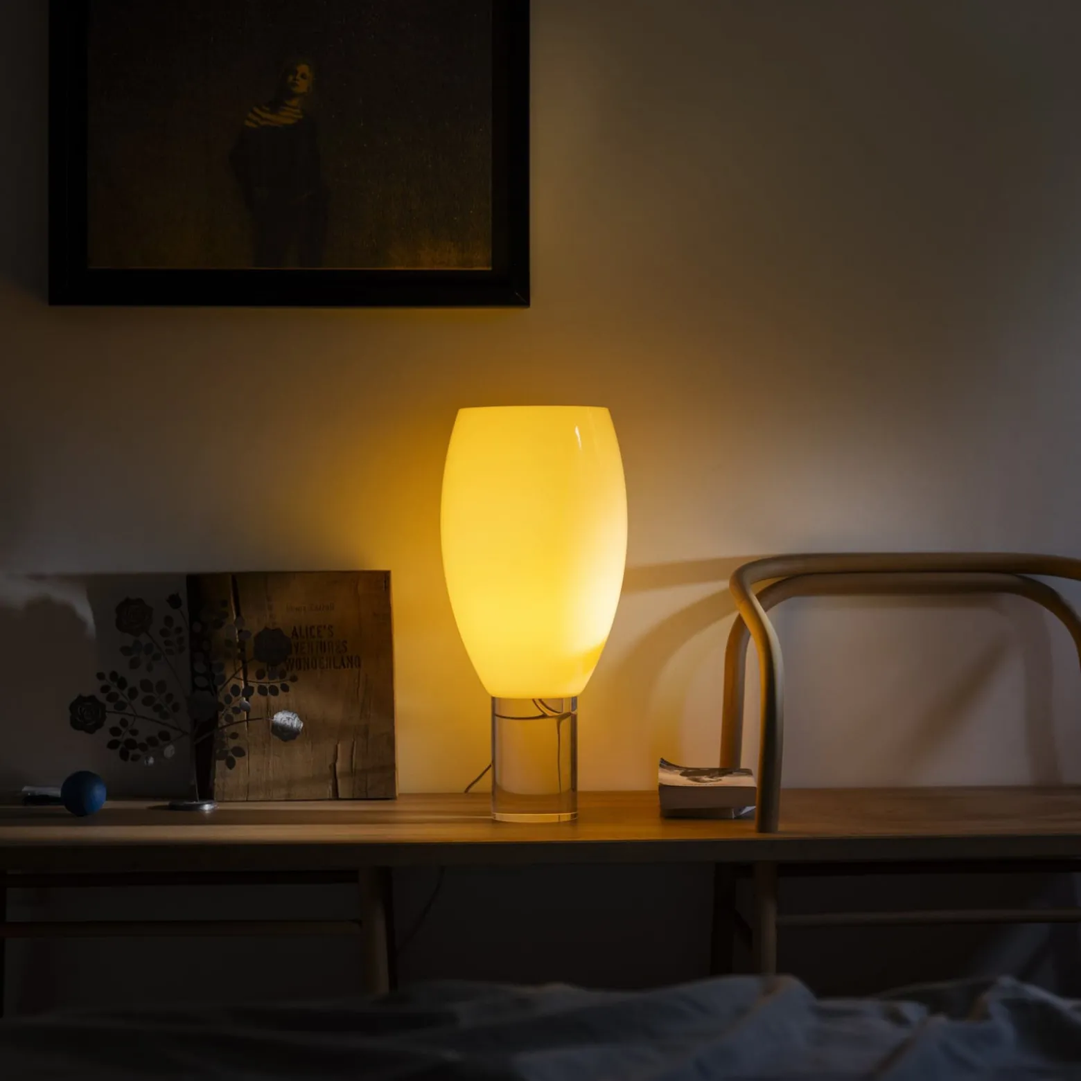 Foscarini pöytävalaisin Buds 1, cipria, lasi, muovi