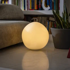 Foscarini pöytävalaisin Hoba Grande, Ø 36 cm, päälle/pois, lasi