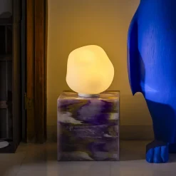 Foscarini pöytävalaisin Hoba Media, Ø 24 cm, himmennettävä, lasi