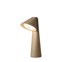 FRANDSEN LED-akkukäyttöinen pöytälamppu Ami, harmaa-beige, 32 cm, himmennettävä
