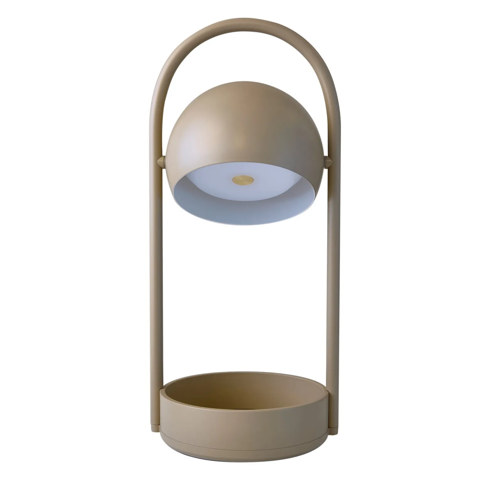 FRANDSEN LED-akkukäyttöinen pöytälamppu Ball Portable, hiekanharmaa, teräs