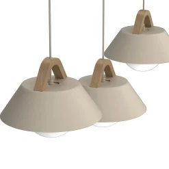 Funda-riippuvalaisin, beige, pituus 110 cm, 3-lamppuinen, metalli/lasi