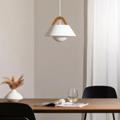 Funda-riippuvalaisin, valkoinen, Ø 30 cm, 1-lamppuinen, metalli/lasi