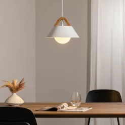 Funda-riippuvalaisin, valkoinen, Ø 30 cm, 1-lamppuinen, metalli/lasi
