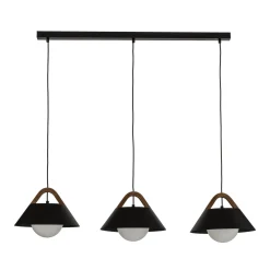 Funda-riippuvalo, musta, pituus 110 cm, 3-lamppuinen, metalli/lasi