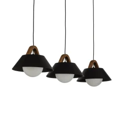 Funda-riippuvalo, musta, pituus 110 cm, 3-lamppuinen, metalli/lasi