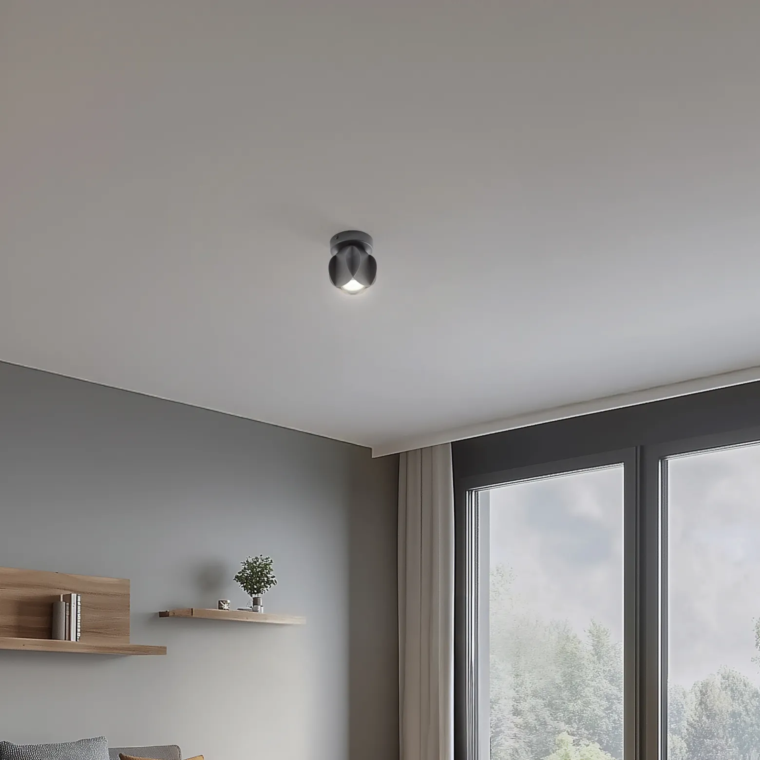 GAMBIT kattokohdevalaisin, musta, Ø 10 cm, metalli, GU10 LED