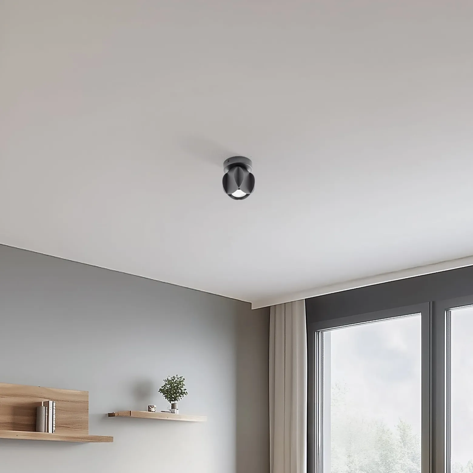 GAMBIT kattokohdevalaisin, musta, Ø 10 cm, metalli, GU10 LED