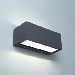 GEMINI-LED-ulkoseinälamppu, tummanharmaa, 22 cm, IP54, ylös/alas
