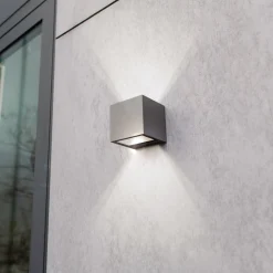 GEMINI-LED-ulkoseinälamppu, tummanharmaa, 9 x 9 cm, IP54, valaisee ylös ja alas