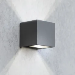 GEMINI-LED-ulkoseinälamppu, tummanharmaa, 9 x 9 cm, IP54, valaisee ylös ja alas