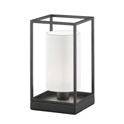 Gilli pöytävalaisin, musta/valkoinen, pellava, metalli, korkeus 29 cm