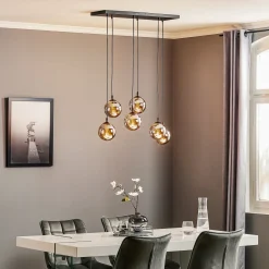 Glassy riippuvalaisin, 6-lamppuinen, musta, grafiitti, lasi, 75 cm